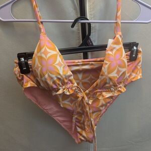 Floral Orange and Pink Bikini